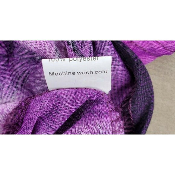 Rare Vintage Kai Hao XXL Purple Floral Glitter Foil Short Sleeve Women Shirt - Picture 10 of 10